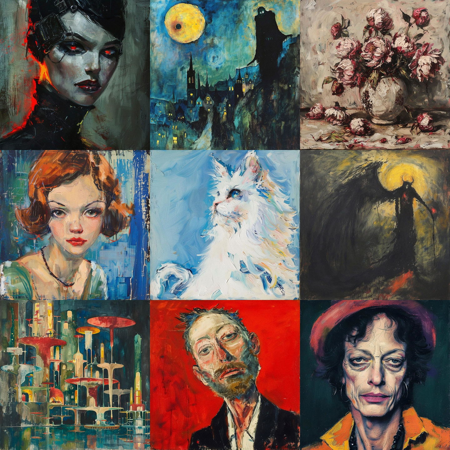 Kees van Dongen style, Midjourney V6: cyberpunk character by Kees van Dongen