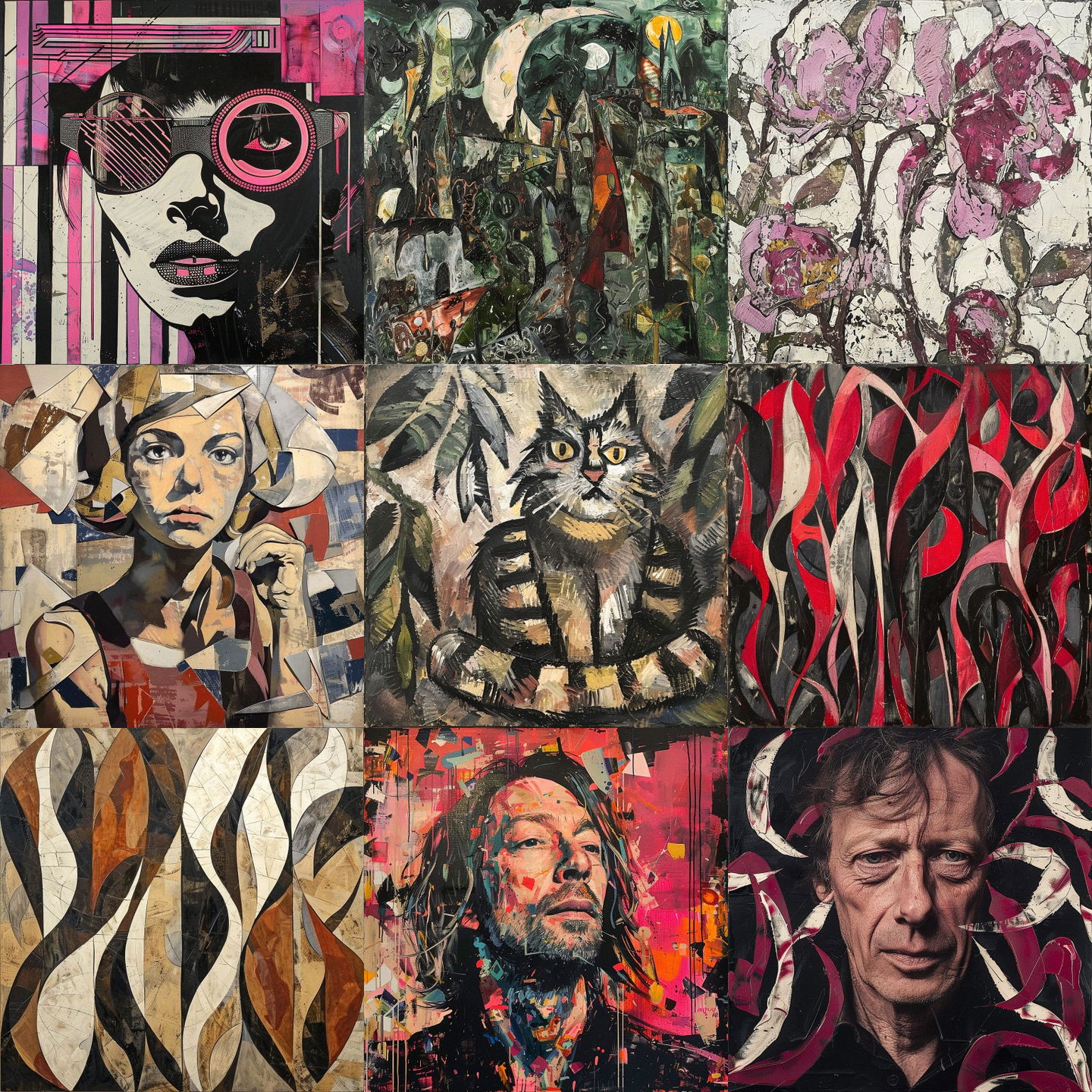 Lee Krasner style, Midjourney V6: cyberpunk character by Lee Krasner