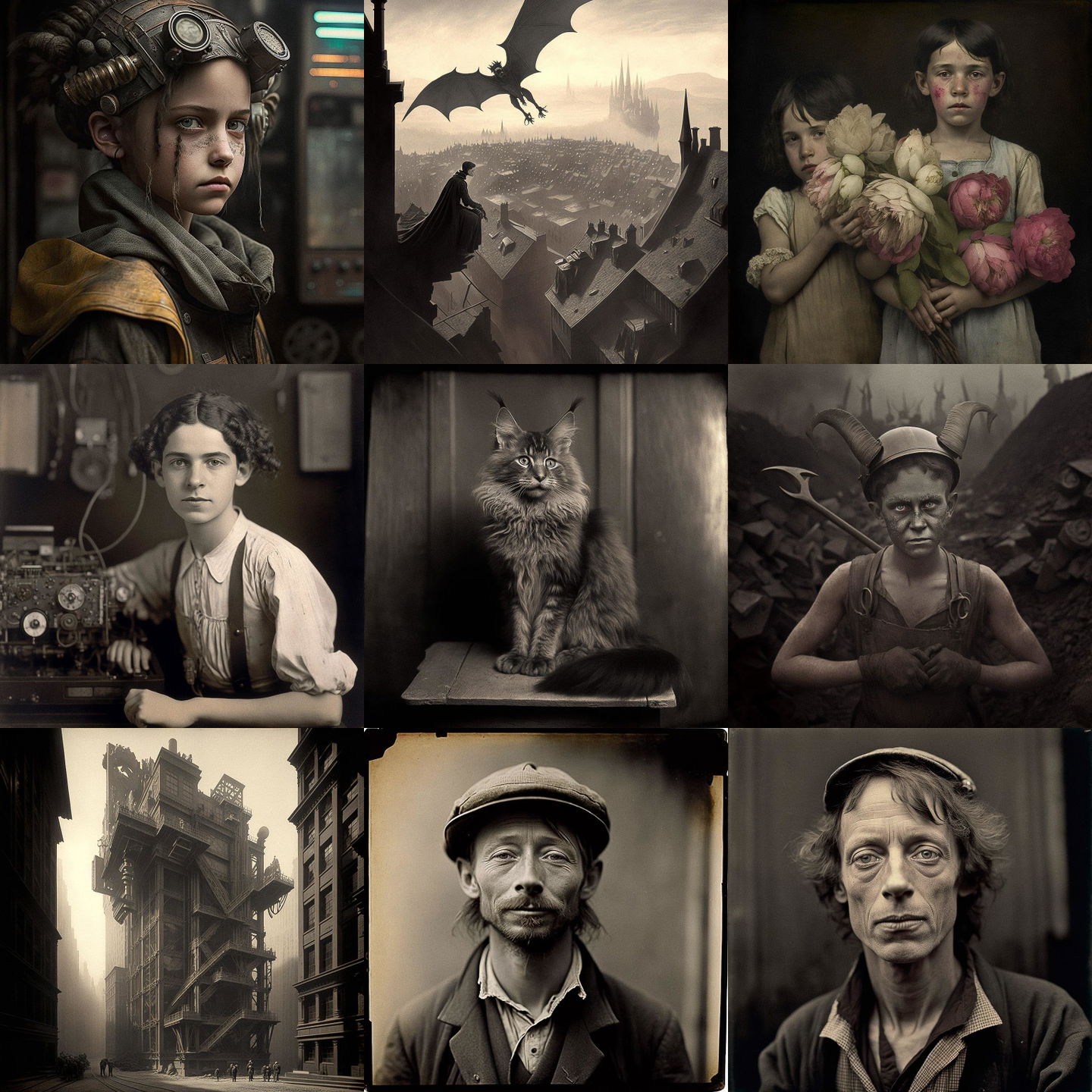 Lewis Hine style, Midjourney V4: cyberpunk character by Lewis Hine