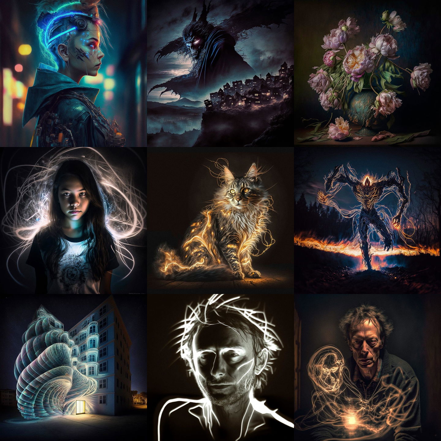 Light painting style, Midjourney V4: cyberpunk character. Light painting