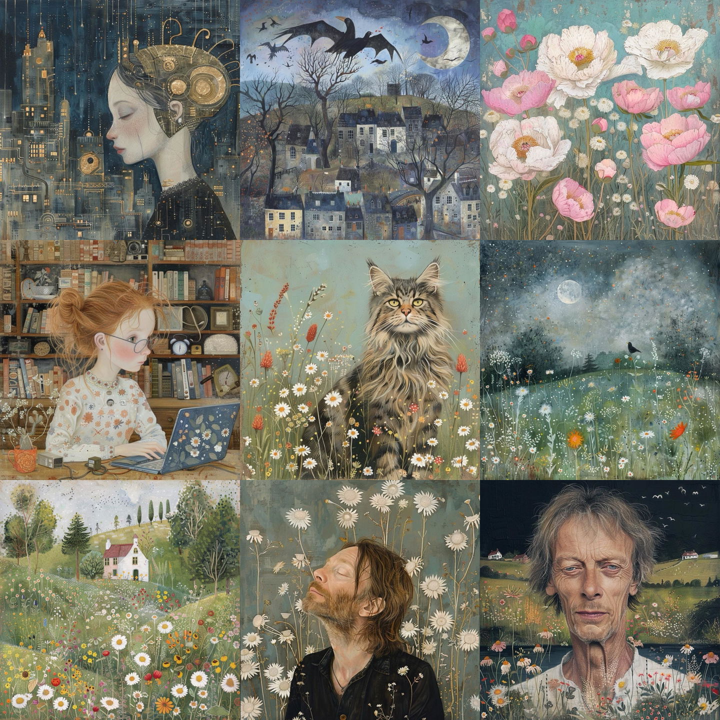 Lucy Grossmith style, Midjourney V6: cyberpunk character by Lucy Grossmith
