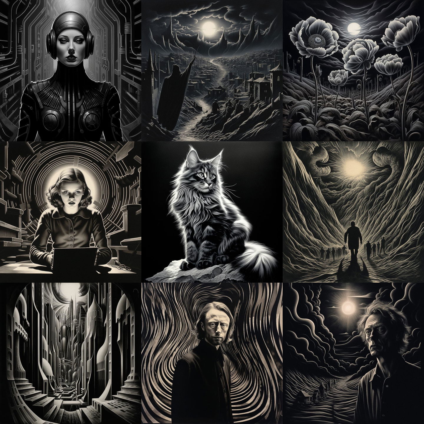 Lynd Ward style, Midjourney V5.2: cyberpunk character by Lynd Ward