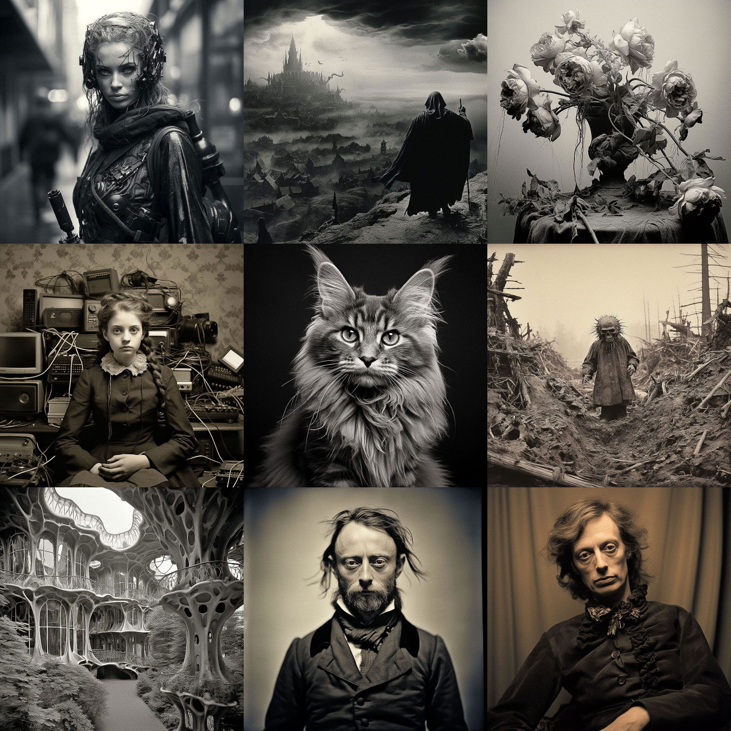 Mathew Brady style, Midjourney V5.2: cyberpunk character by Mathew Brady