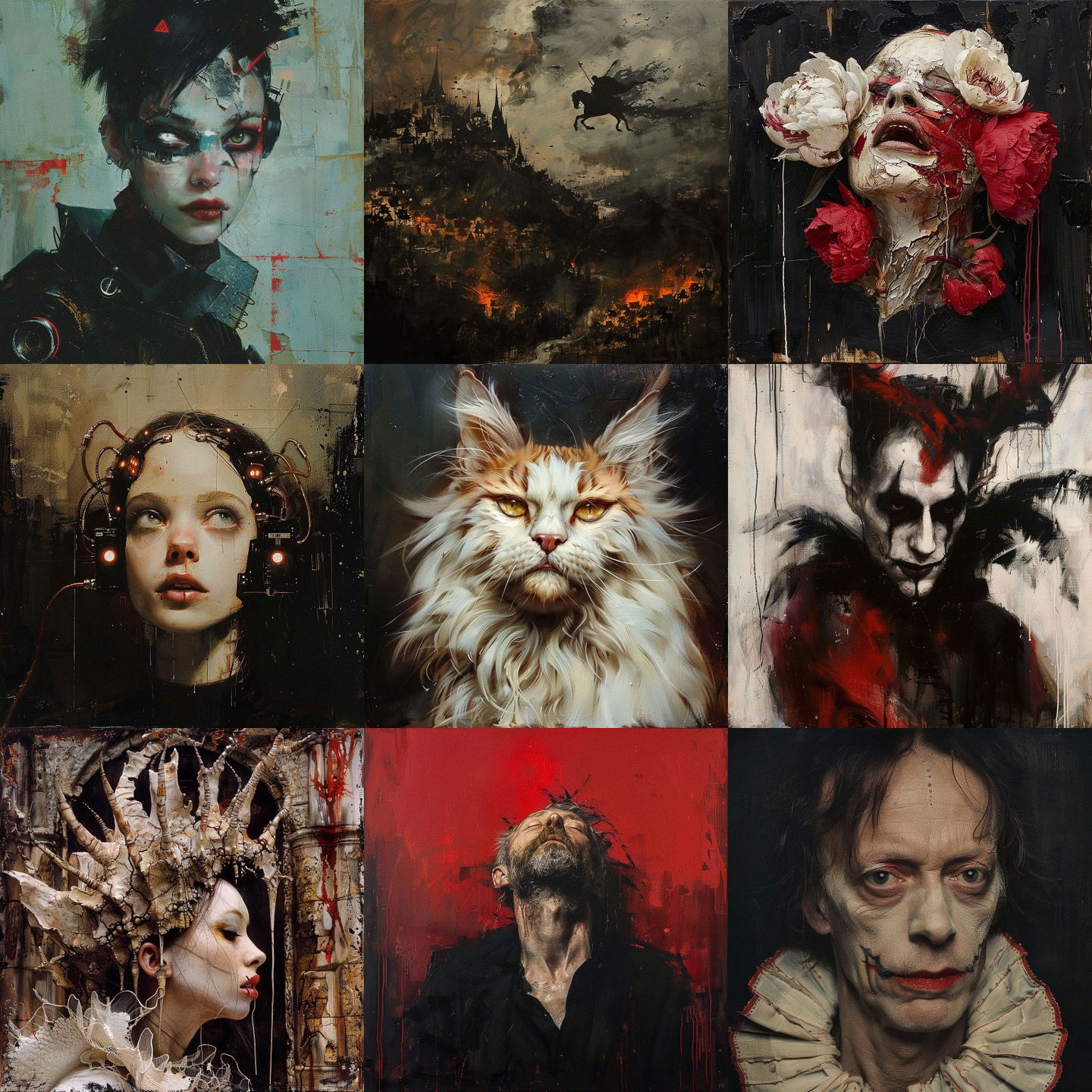Michael Hussar style, Midjourney V6: cyberpunk character by Michael Hussar