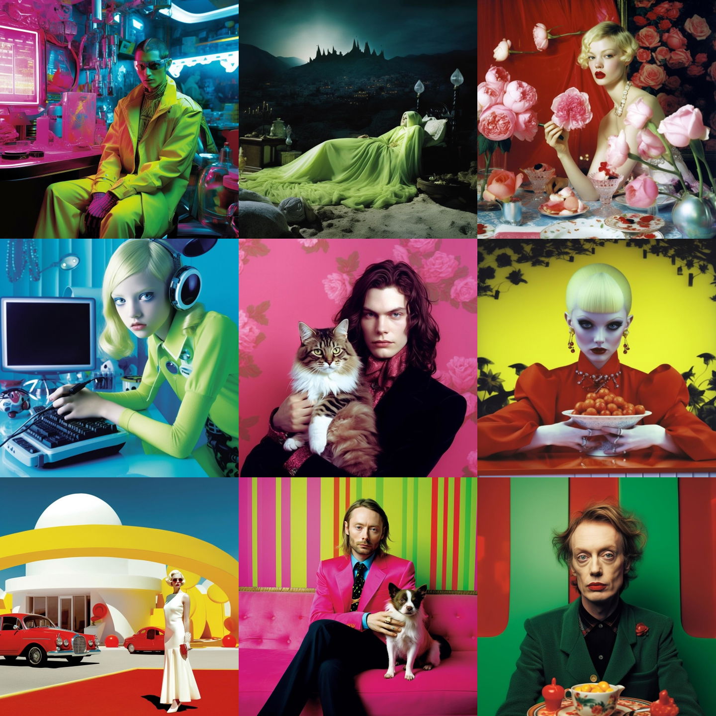 Miles Aldridge style, Midjourney V5.1: cyberpunk character by Miles Aldridge