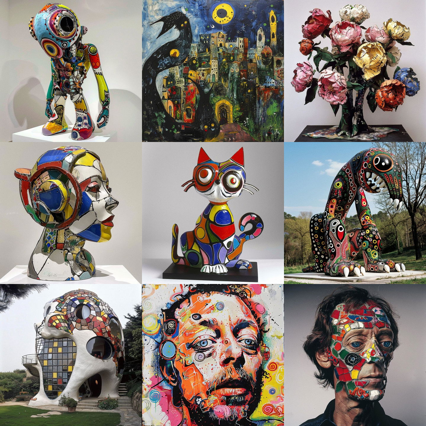 Niki de Saint Phalle style, Midjourney V6: cyberpunk character by Niki de Saint Phalle