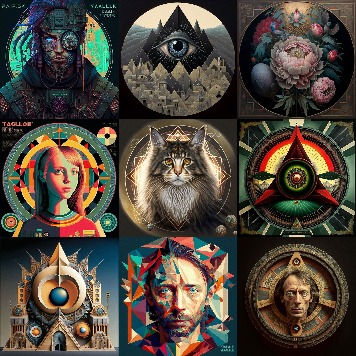 Paul Laffoley style, Midjourney V4: cyberpunk character by Paul Laffoley