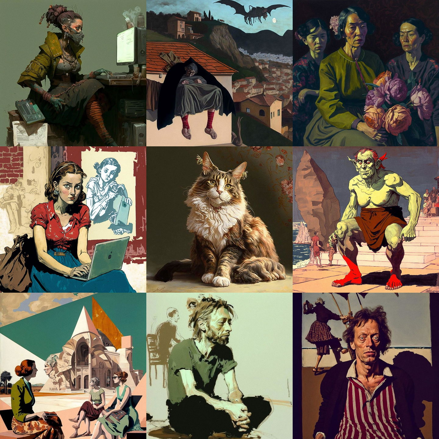 Paula Rego style, Midjourney V4: cyberpunk character by Paula Rego