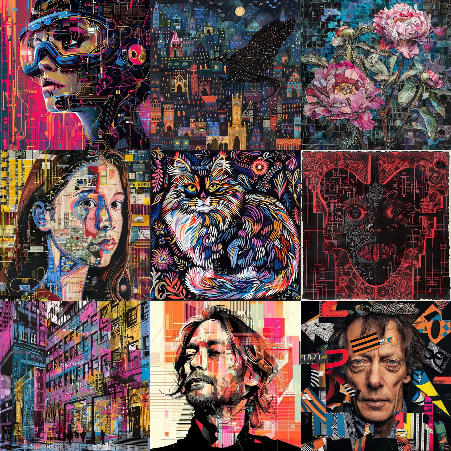 Paula Scher style, Midjourney V6: cyberpunk character by Paula Scher