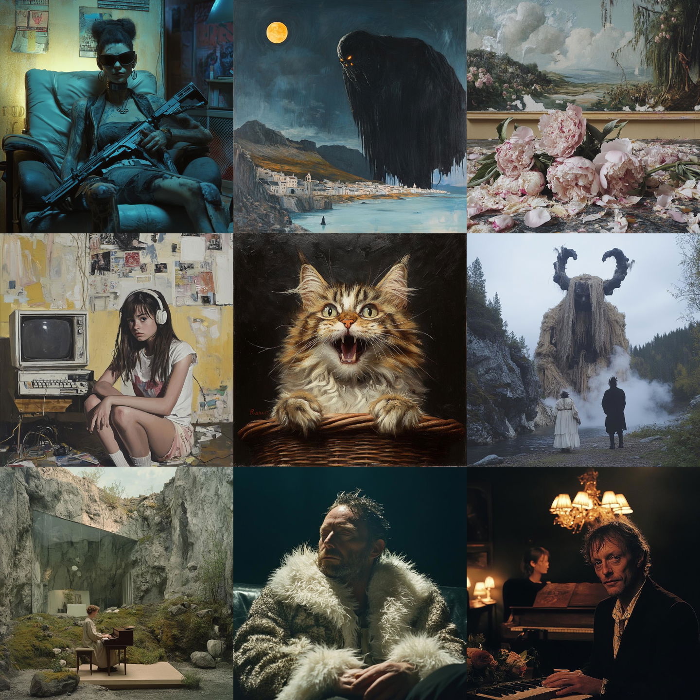Ragnar Kjartansson style, Midjourney V6.1: cyberpunk character by Ragnar Kjartansson