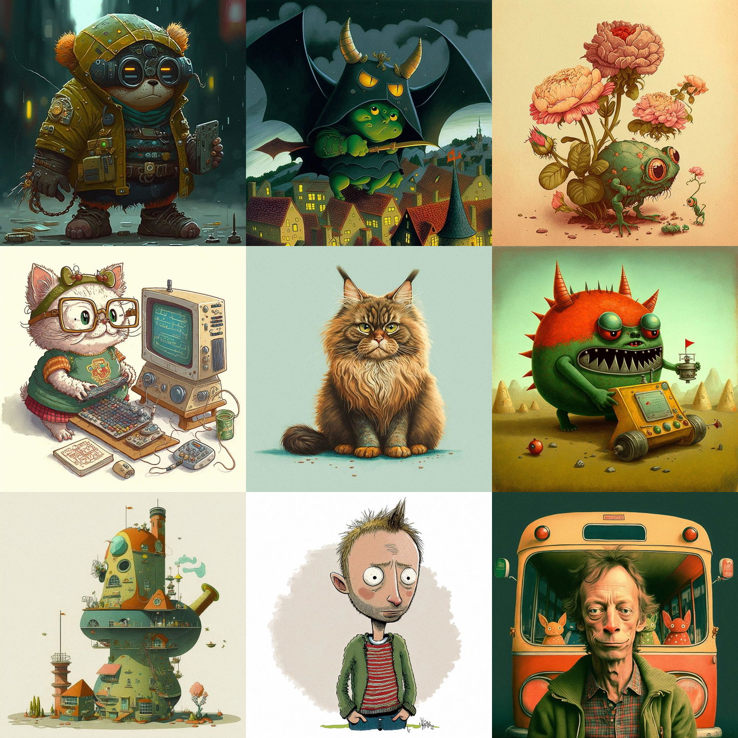 Richard Scarry style, Midjourney V4: cyberpunk character by Richard Scarry