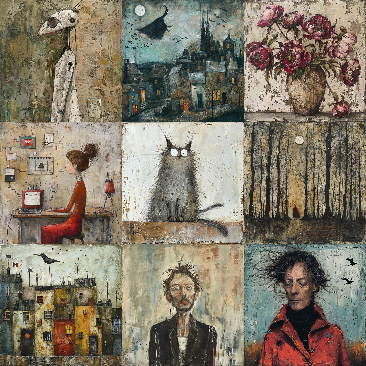 Sam Toft style, Midjourney V6: cyberpunk character by Sam Toft