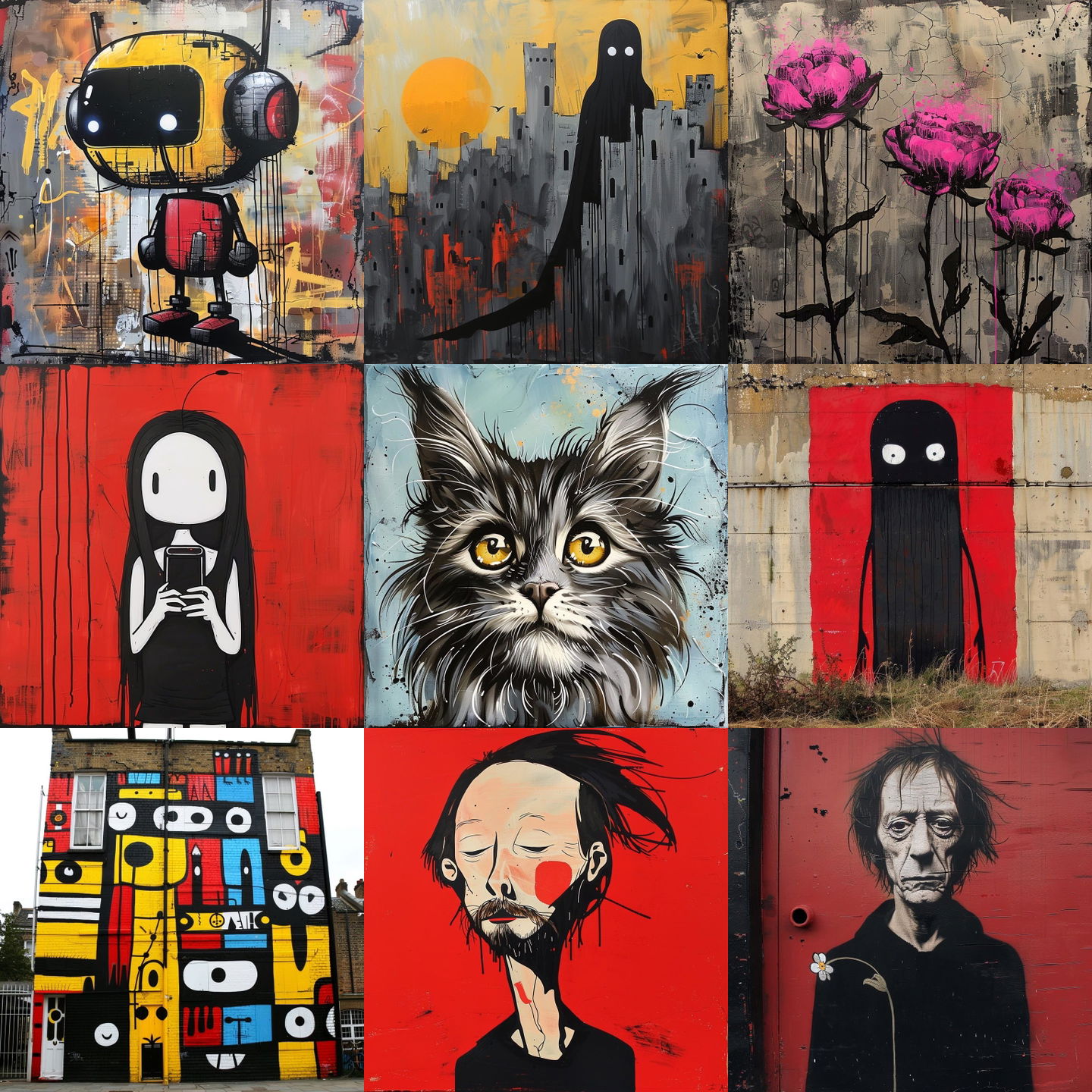 Stik style, Midjourney V6: cyberpunk character by Stik