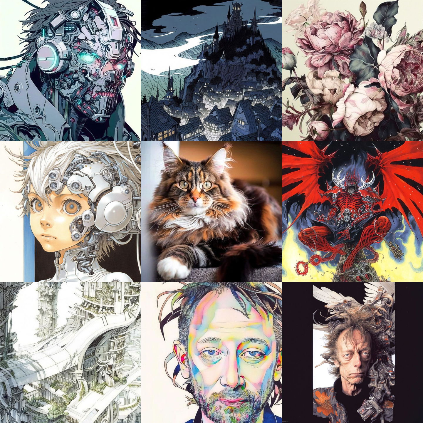 Takeshi Obata style, Midjourney V4: cyberpunk character by Takeshi Obata