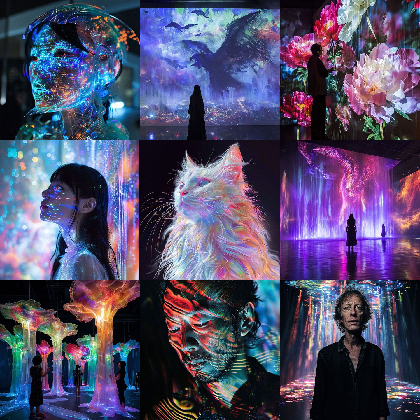 teamLab style, Midjourney V6: cyberpunk character by teamLab