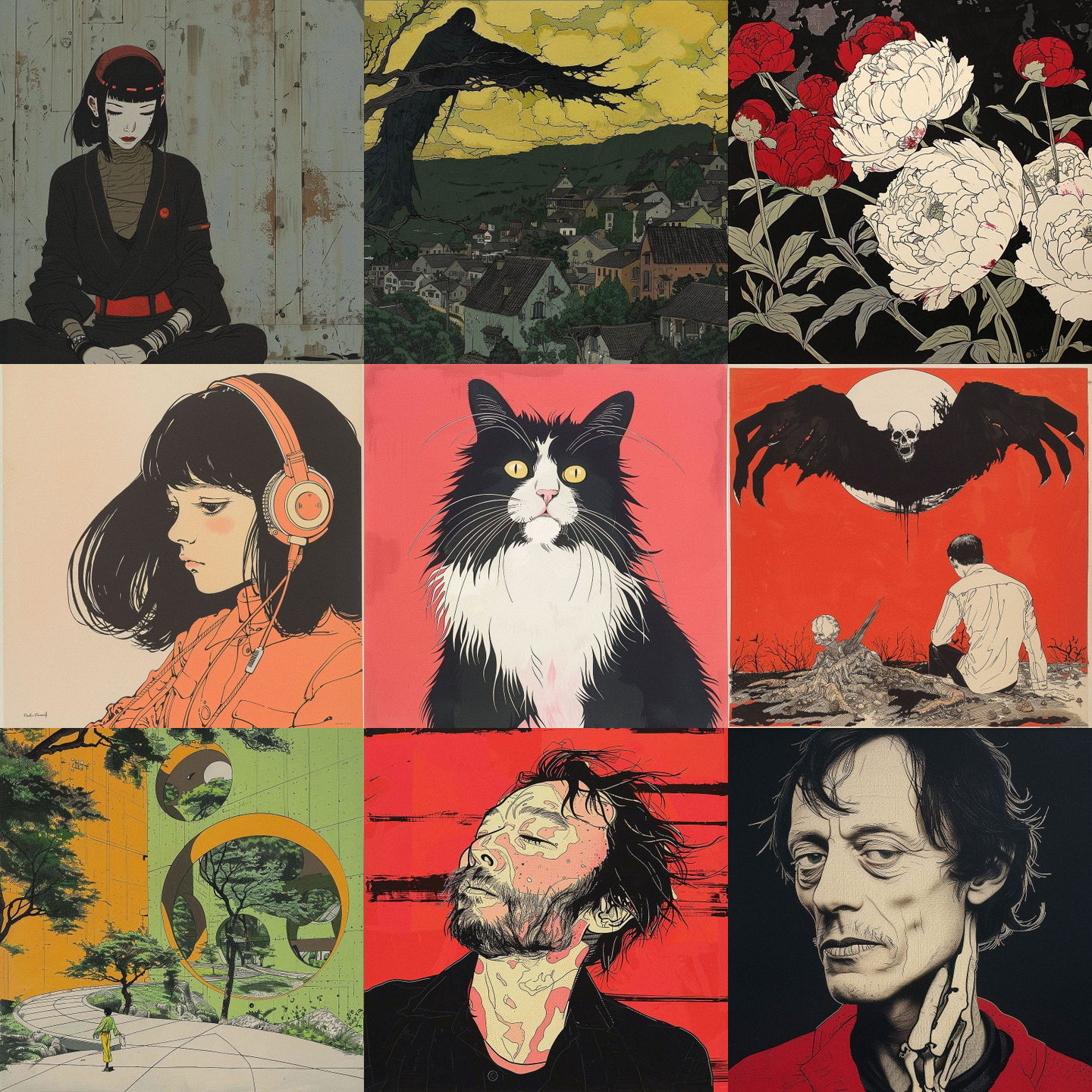 Toshio Saeki style, Midjourney V6: cyberpunk character by Toshio Saeki