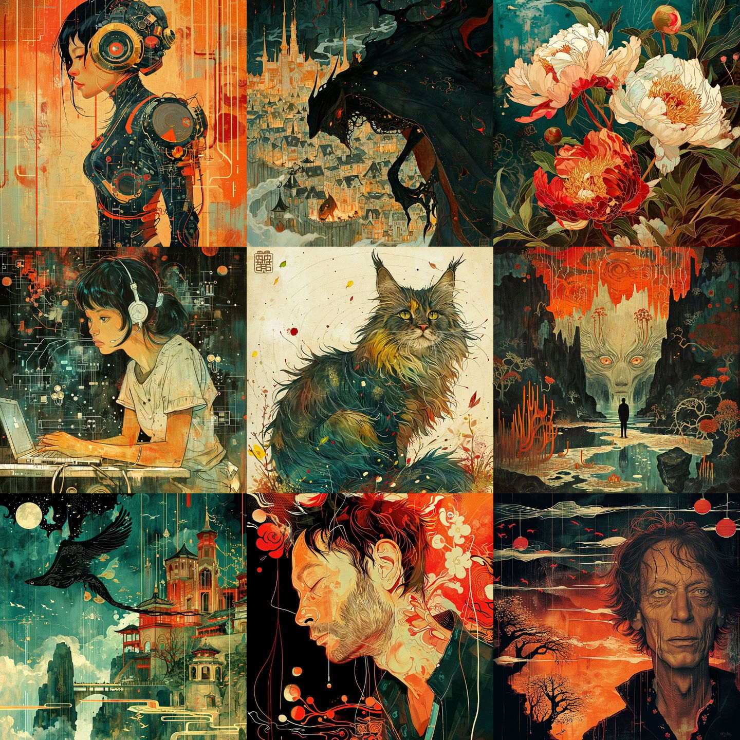 Victo Ngai style, Midjourney V6: cyberpunk character by Victo Ngai