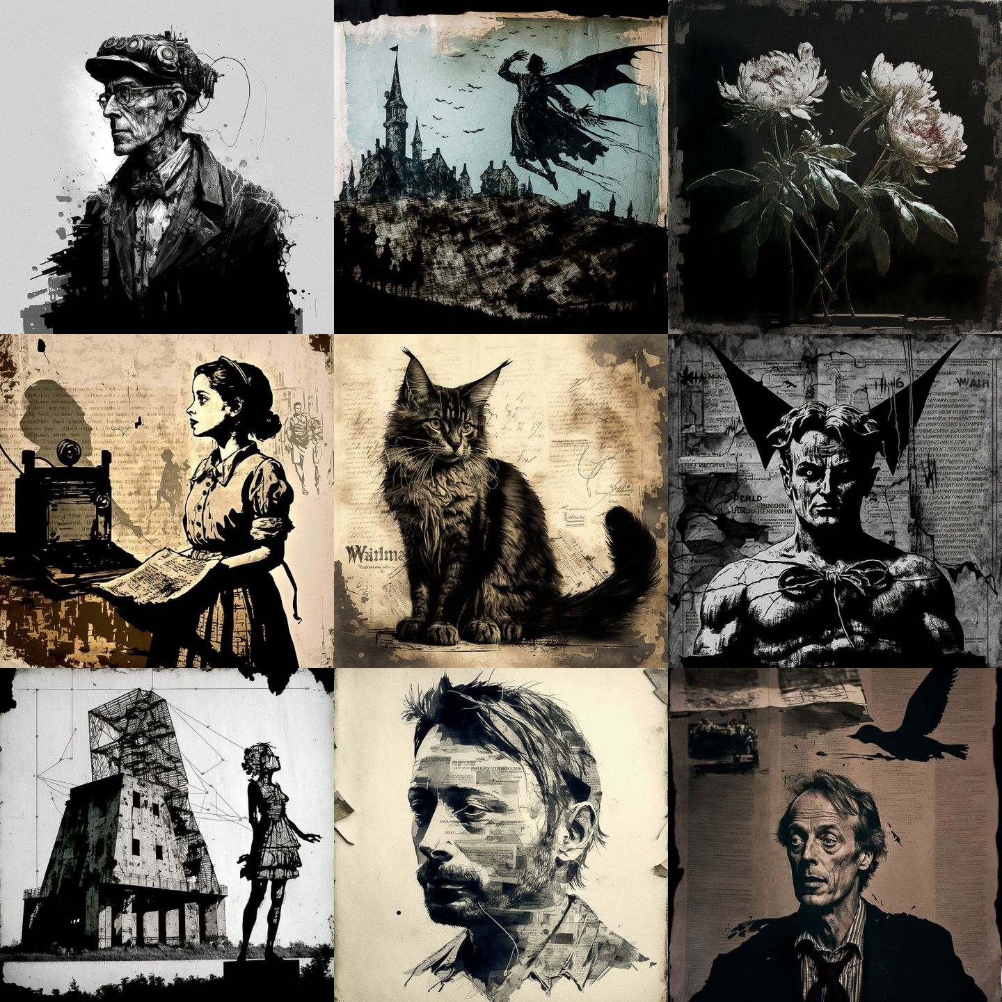 William Kentridge style, Midjourney V4: cyberpunk character by William Kentridge