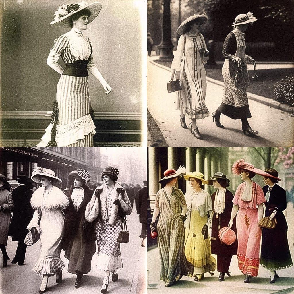 1910s fashion style, Midjourney Niji 4, render 1 of 4