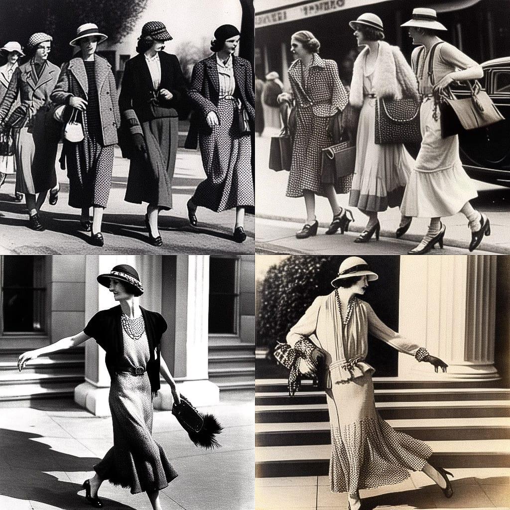 1930s fashion style, Midjourney Niji 4, render 1 of 4