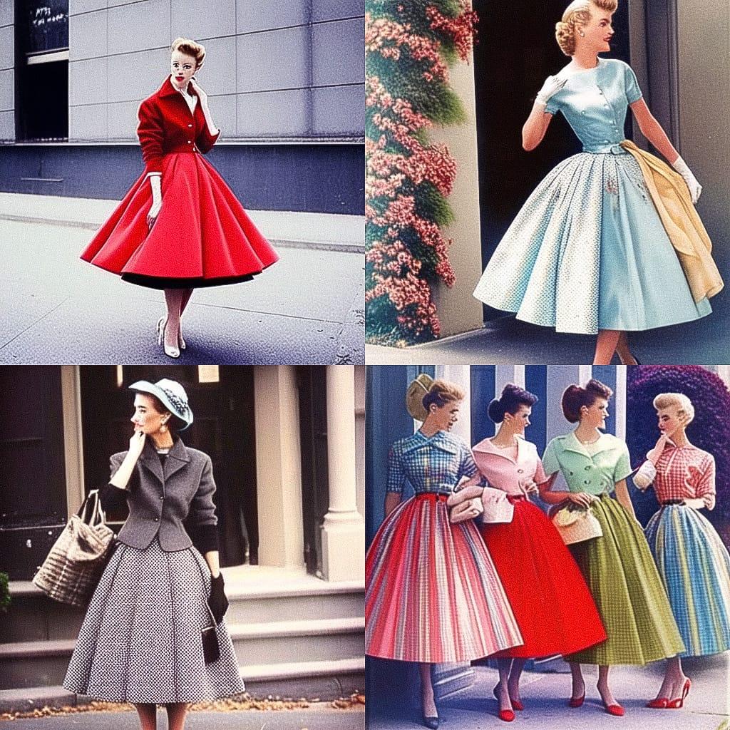 1950s fashion style, Midjourney Niji 4, render 1 of 4