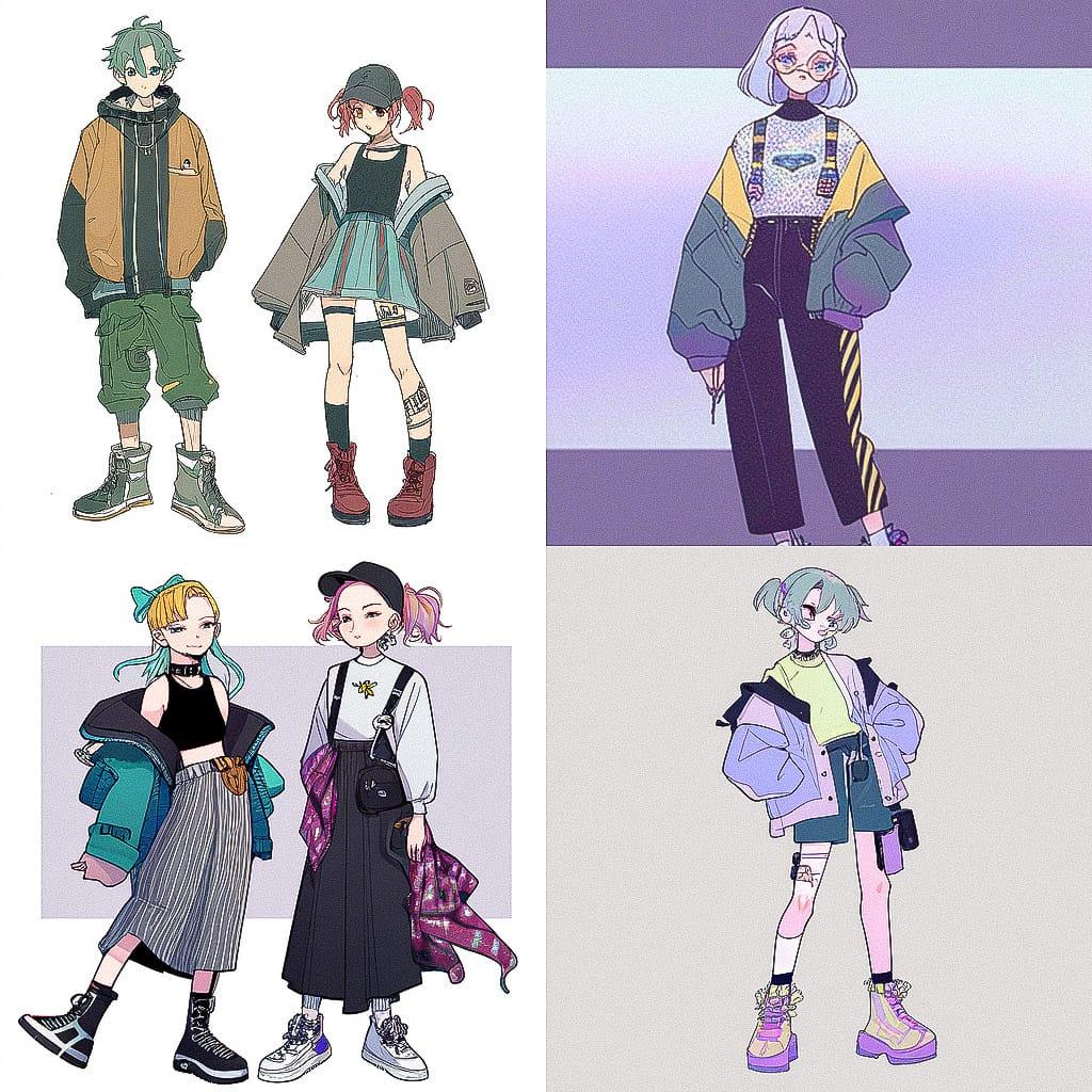 2000s fashion style, Midjourney Niji 4, render 1 of 4
