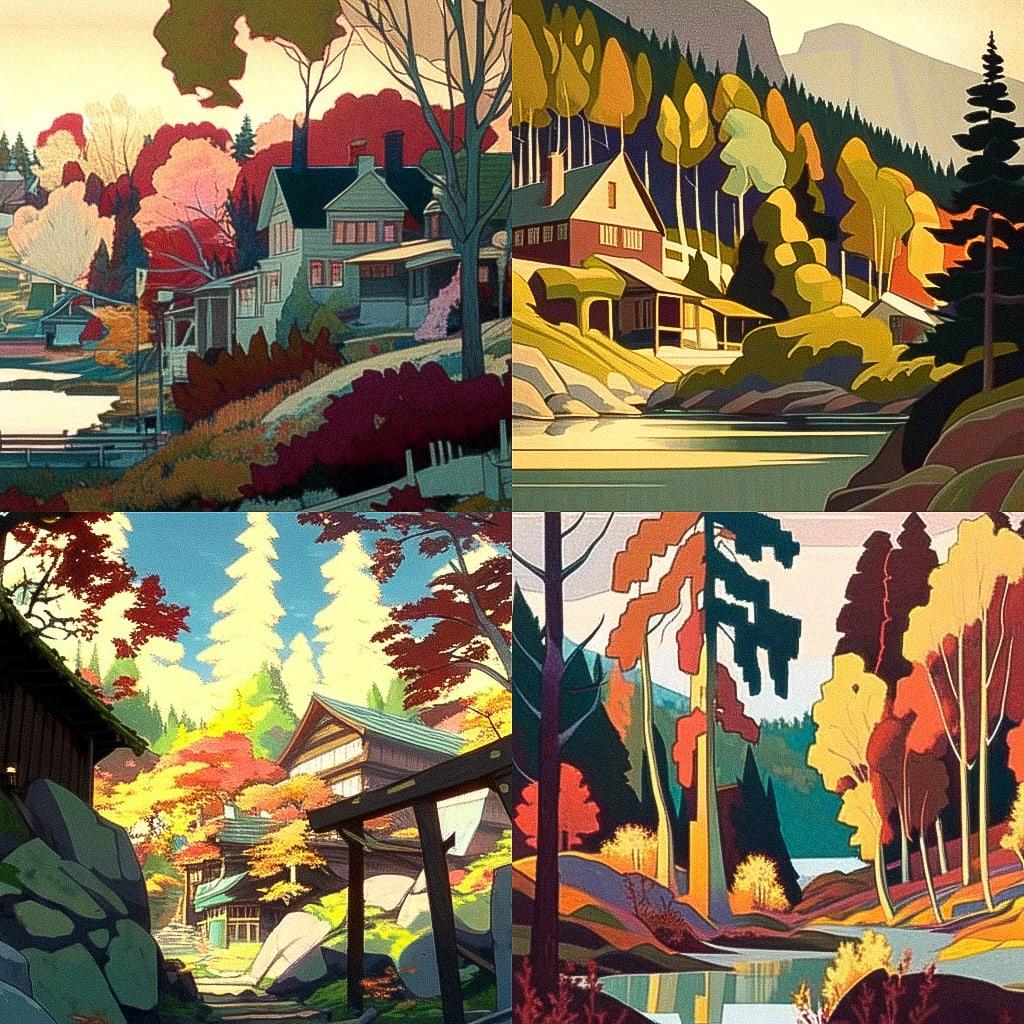 A. J. Casson style, Midjourney Niji 4, render 1 of 4