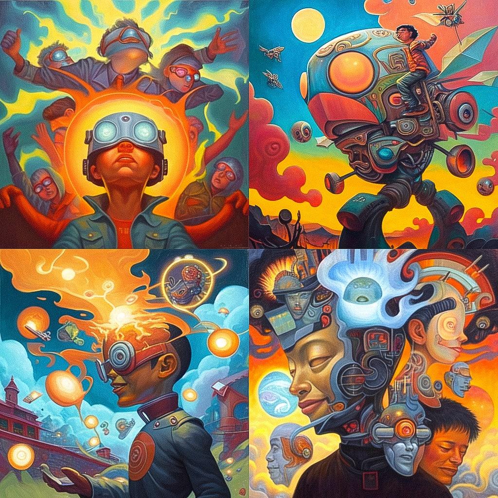 Aaron Jasinski style, Midjourney Niji 4, render 1 of 4