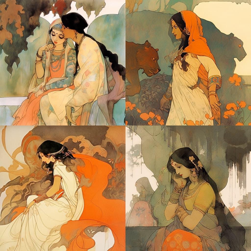 Abanindranath Tagore style, Midjourney Niji 5, render 1 of 4