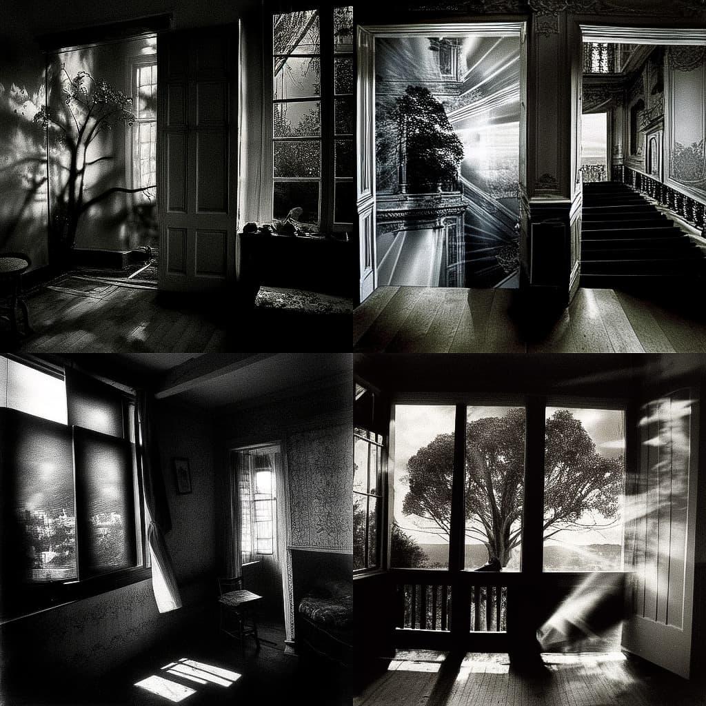 Abelardo Morell style, Midjourney Niji 5, render 1 of 4