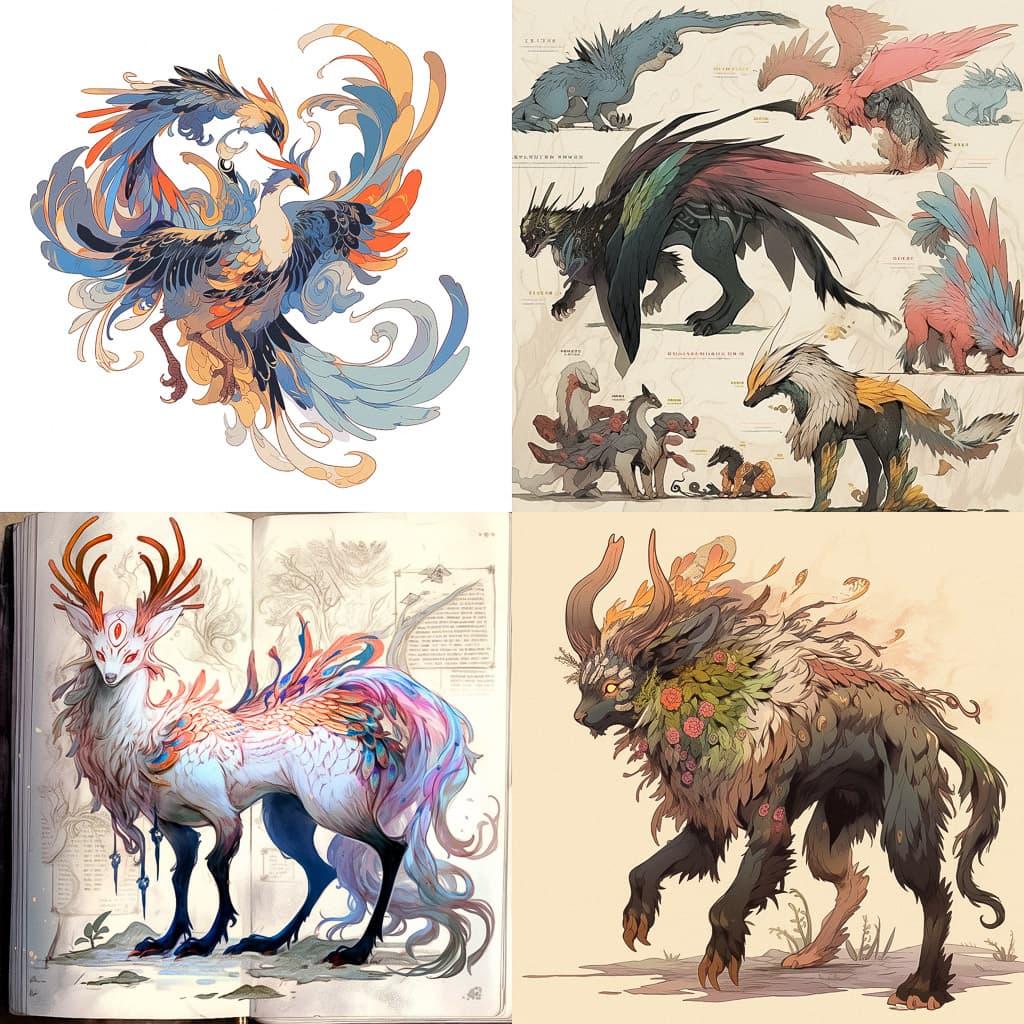 Aberdeen Bestiary style, Midjourney Niji 5, render 1 of 4