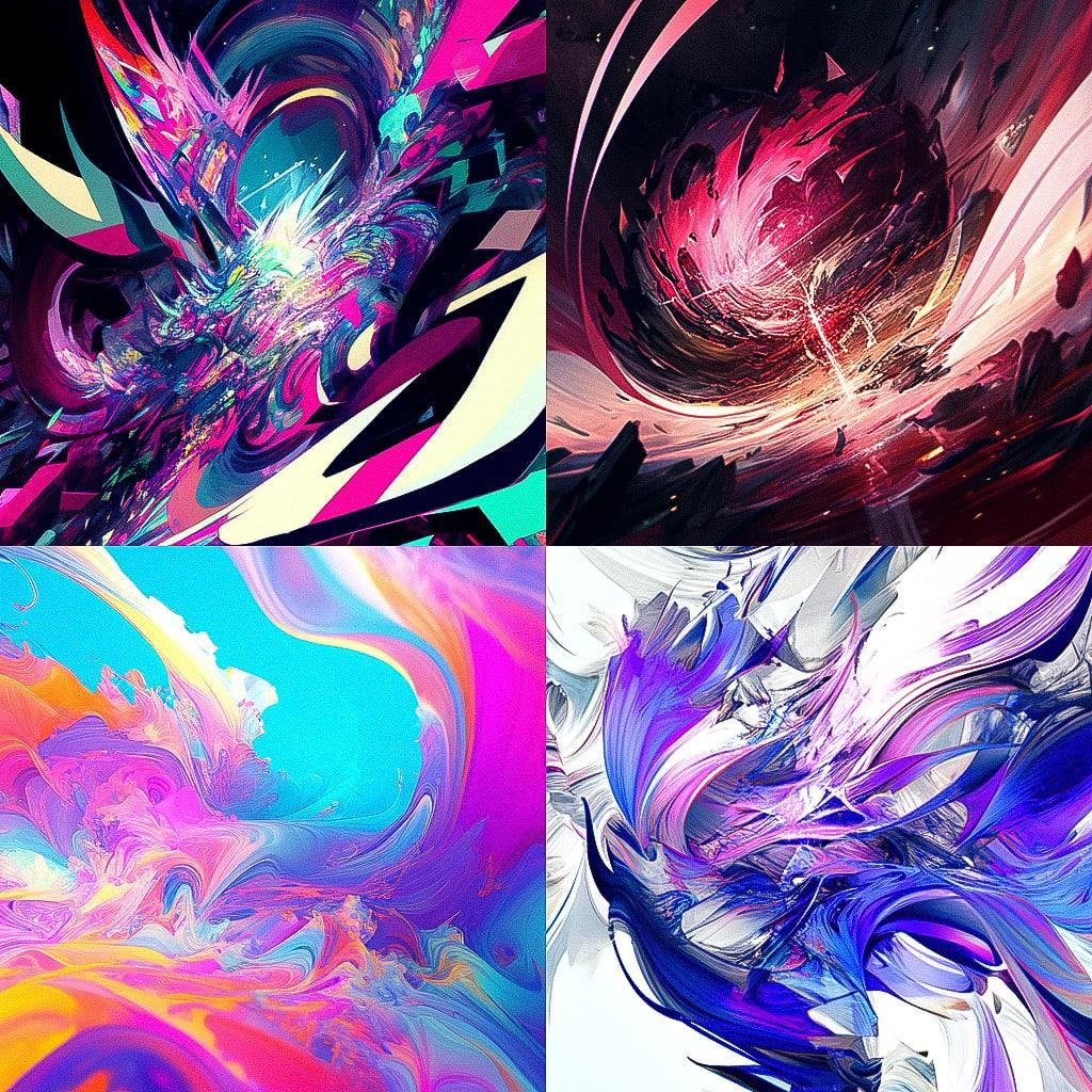 Abstract art style, Midjourney Niji 4, render 1 of 4