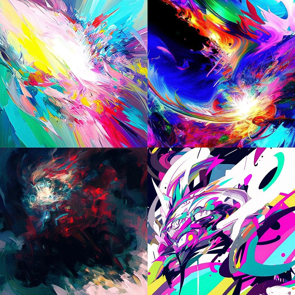 Abstract expressionism style, Midjourney Niji 4, render 1 of 4