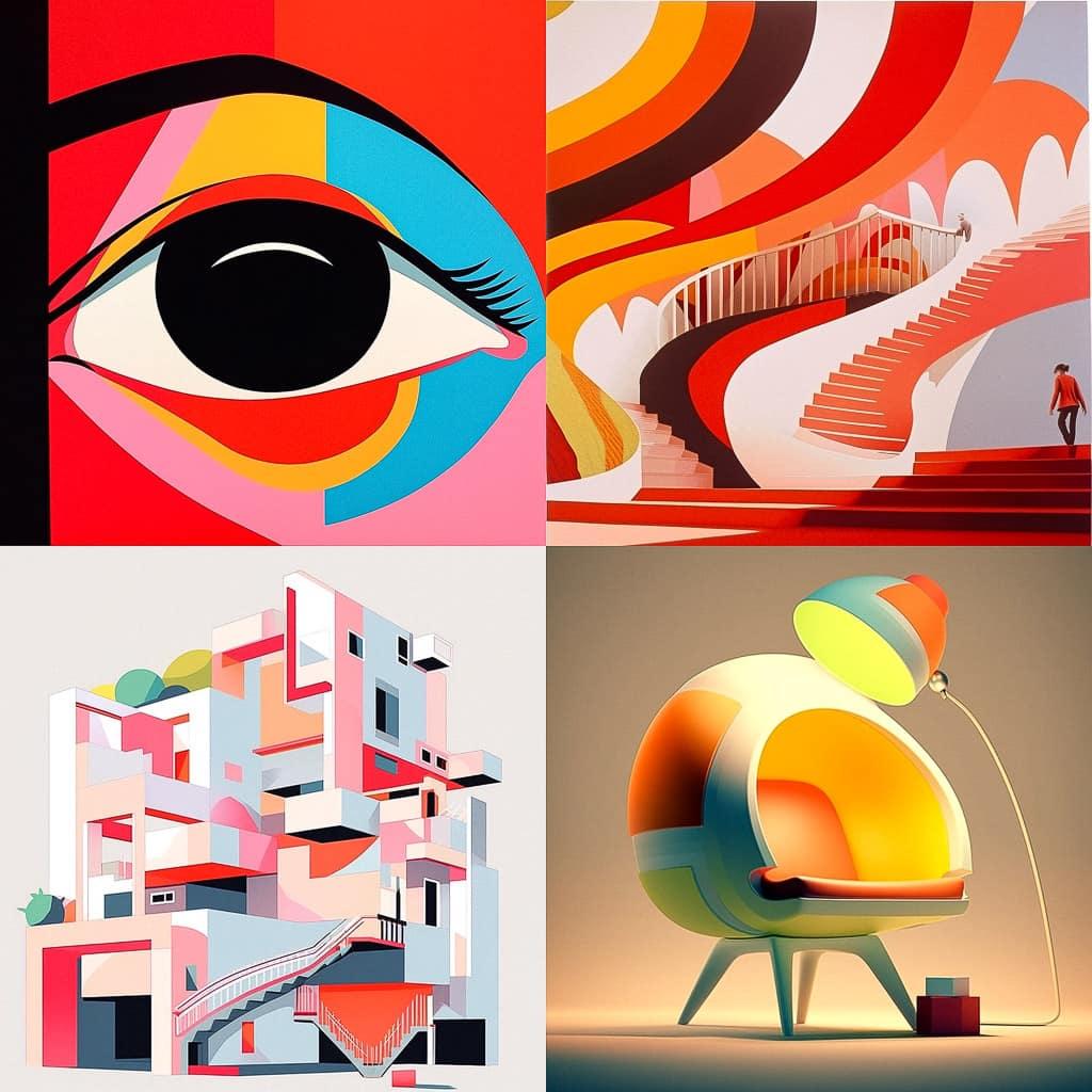 Achille Castiglioni style, Midjourney Niji 5, render 1 of 4