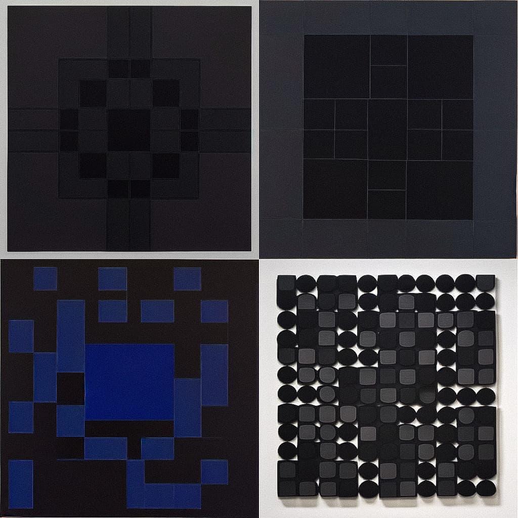Ad Reinhardt style, Midjourney Niji 5, render 1 of 4
