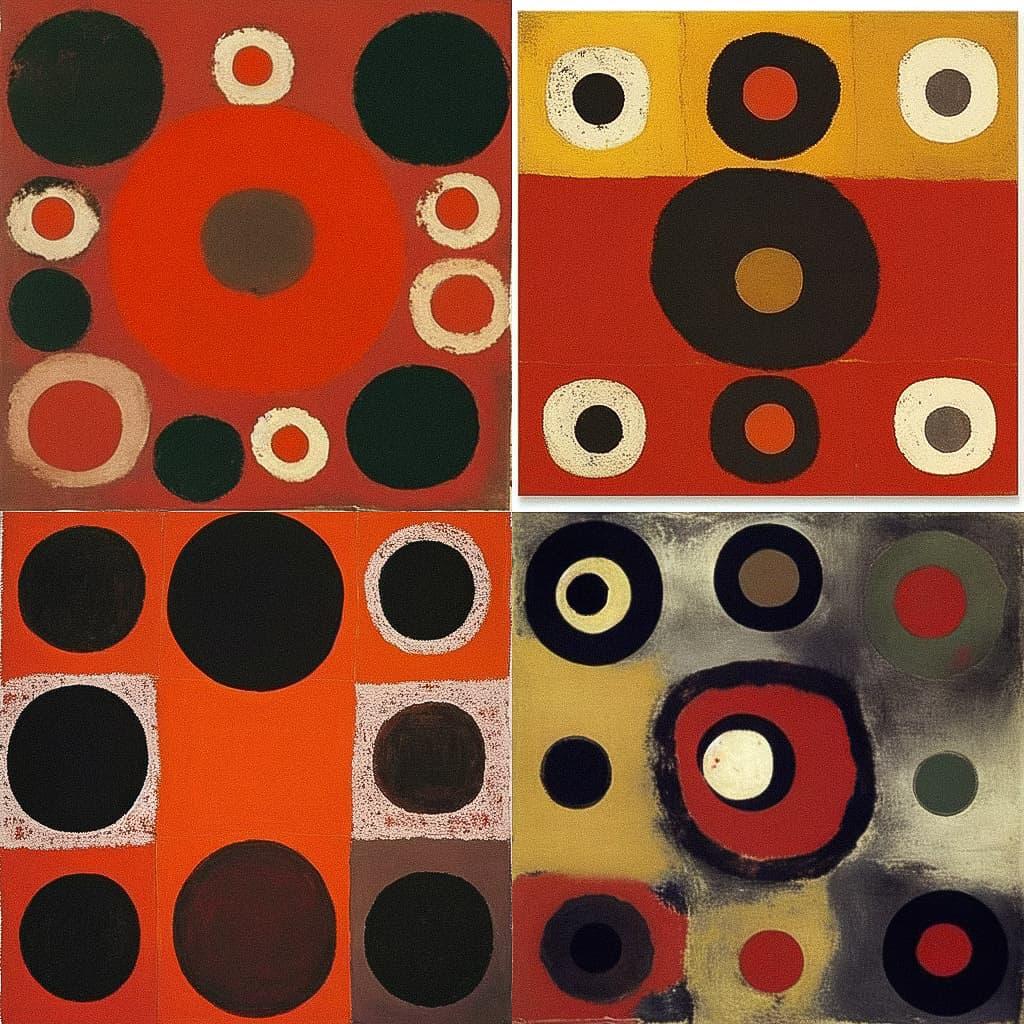 Adolph Gottlieb style, Midjourney Niji 5, render 1 of 4