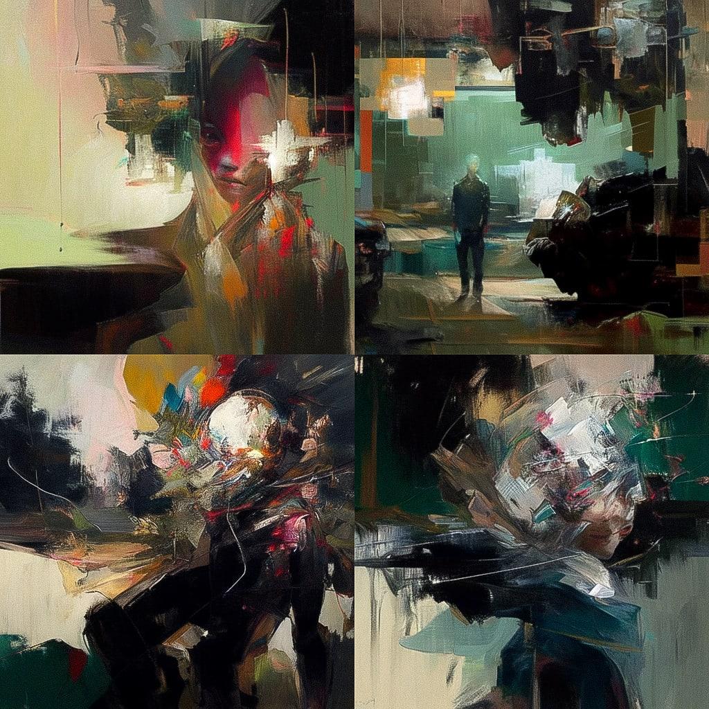 Adrian Ghenie style, Midjourney Niji 4, render 1 of 4