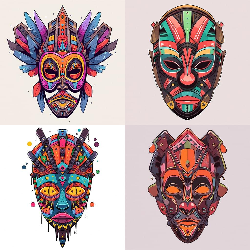 African mask style, Midjourney Niji 5, render 1 of 4