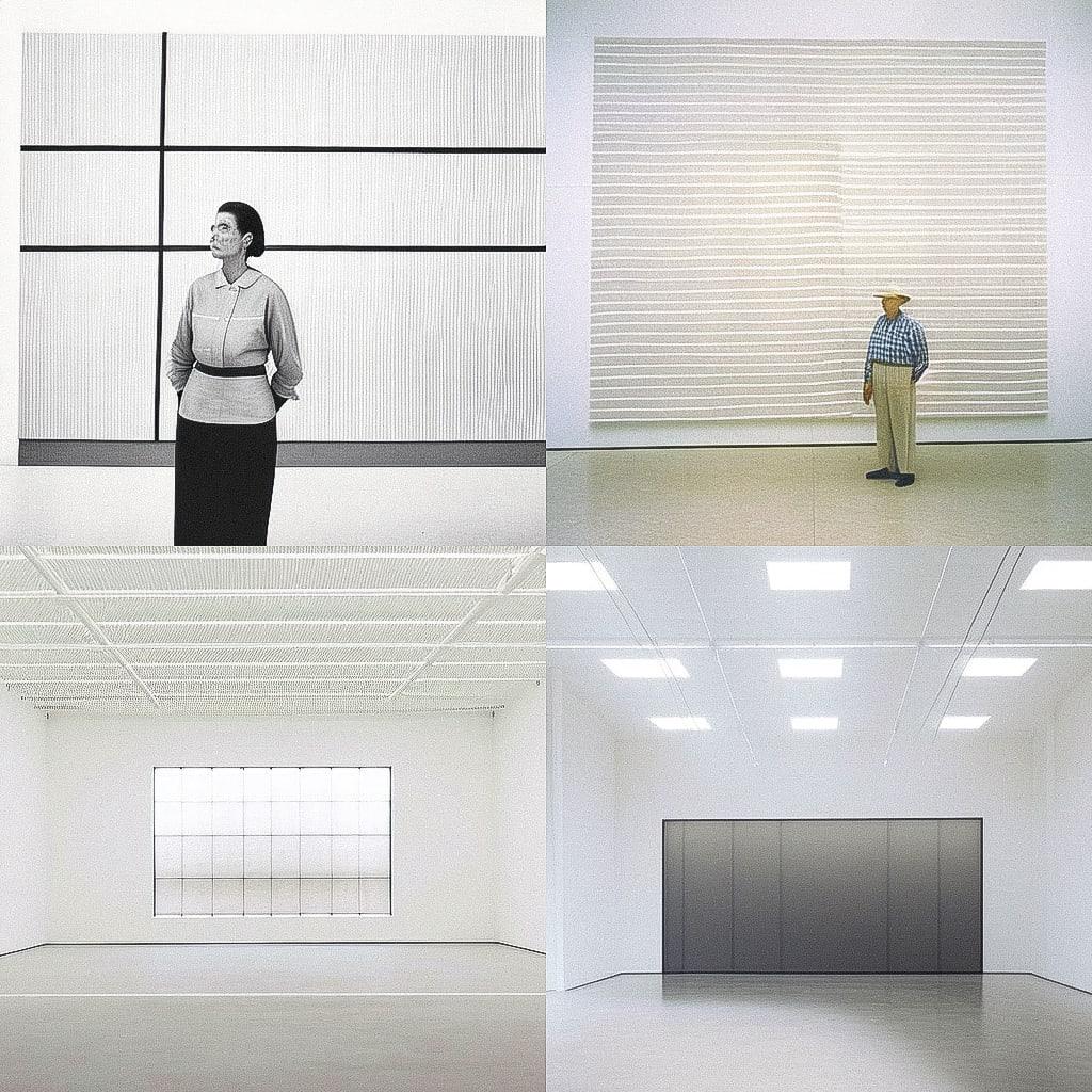 Agnes Martin style, Midjourney Niji 4, render 1 of 4