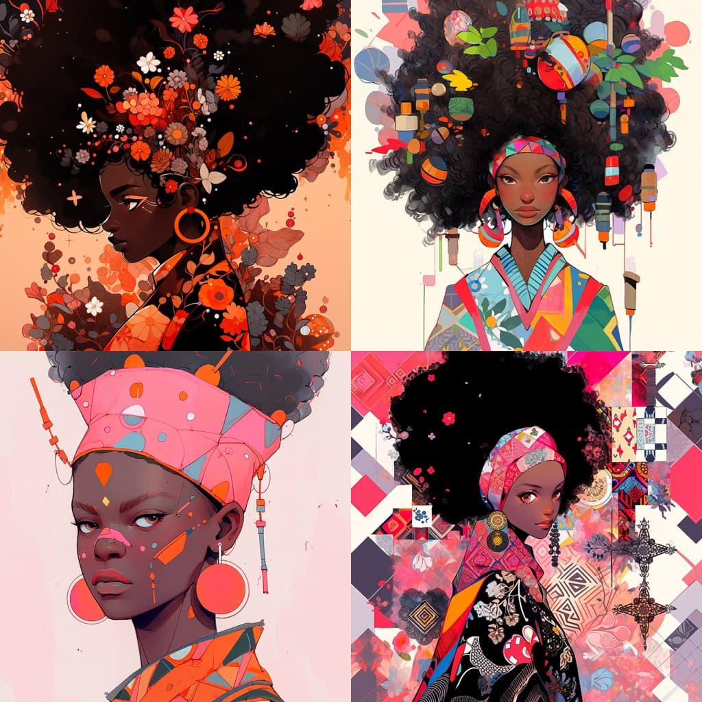 Aida Muluneh style, Midjourney Niji 5, render 1 of 4