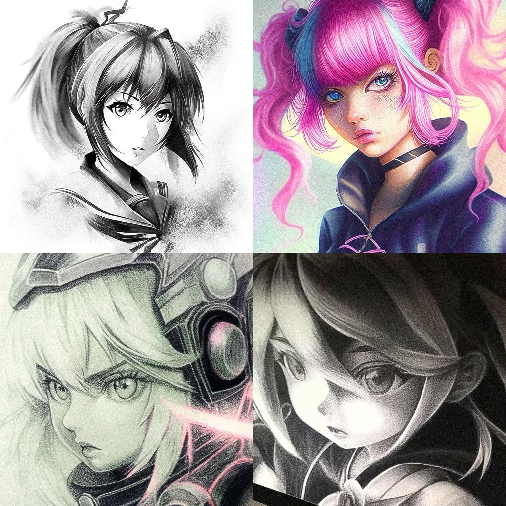 Airbrush drawing style, Midjourney Niji 4, render 1 of 4