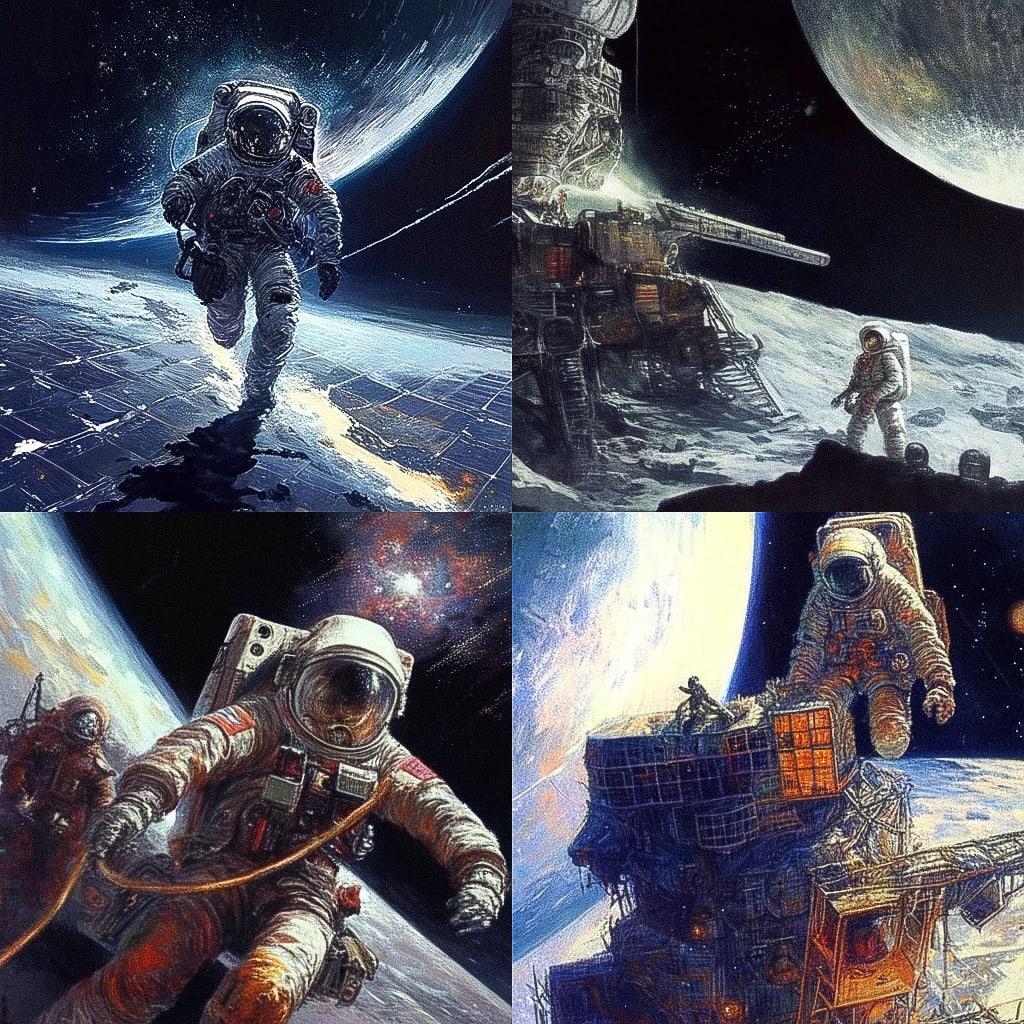 Alan Bean style, Midjourney Niji 4, render 1 of 4