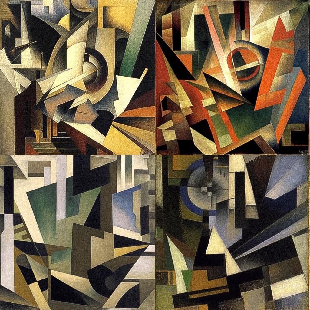 Albert Gleizes style, Midjourney Niji 4, render 1 of 4