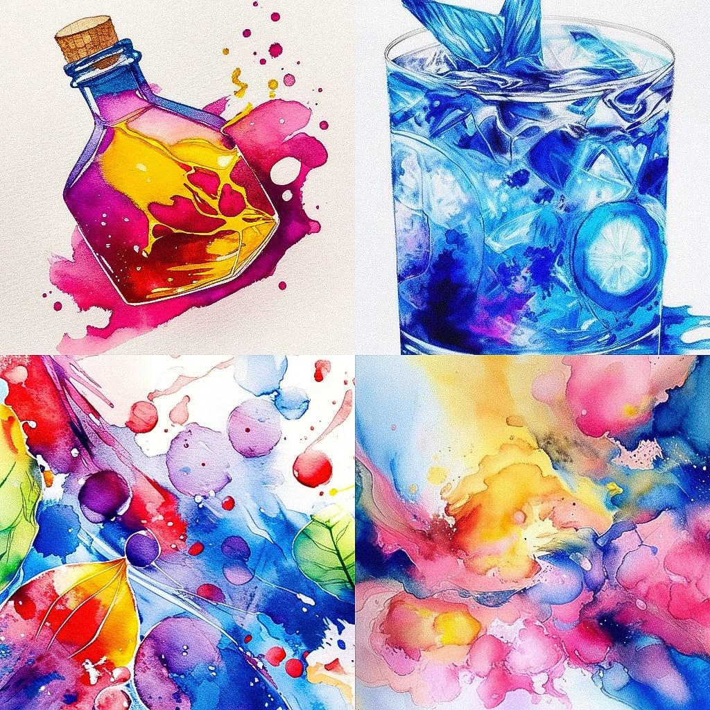 Alcohol ink style, Midjourney Niji 4, render 1 of 4