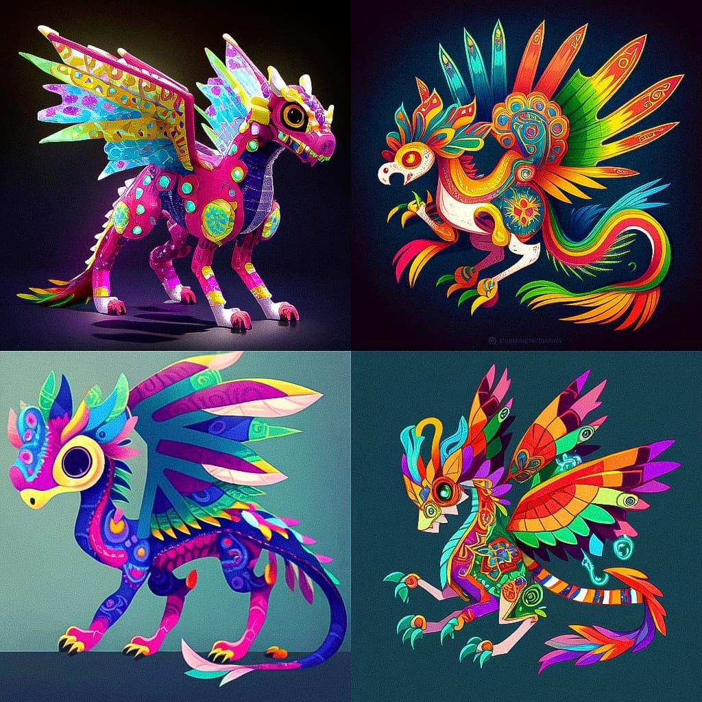 Alebrije style, Midjourney Niji 5, render 1 of 4