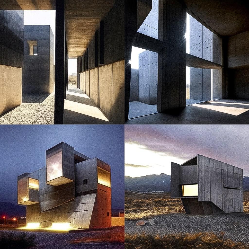 Alejandro Aravena style, Midjourney Niji 4, render 1 of 4