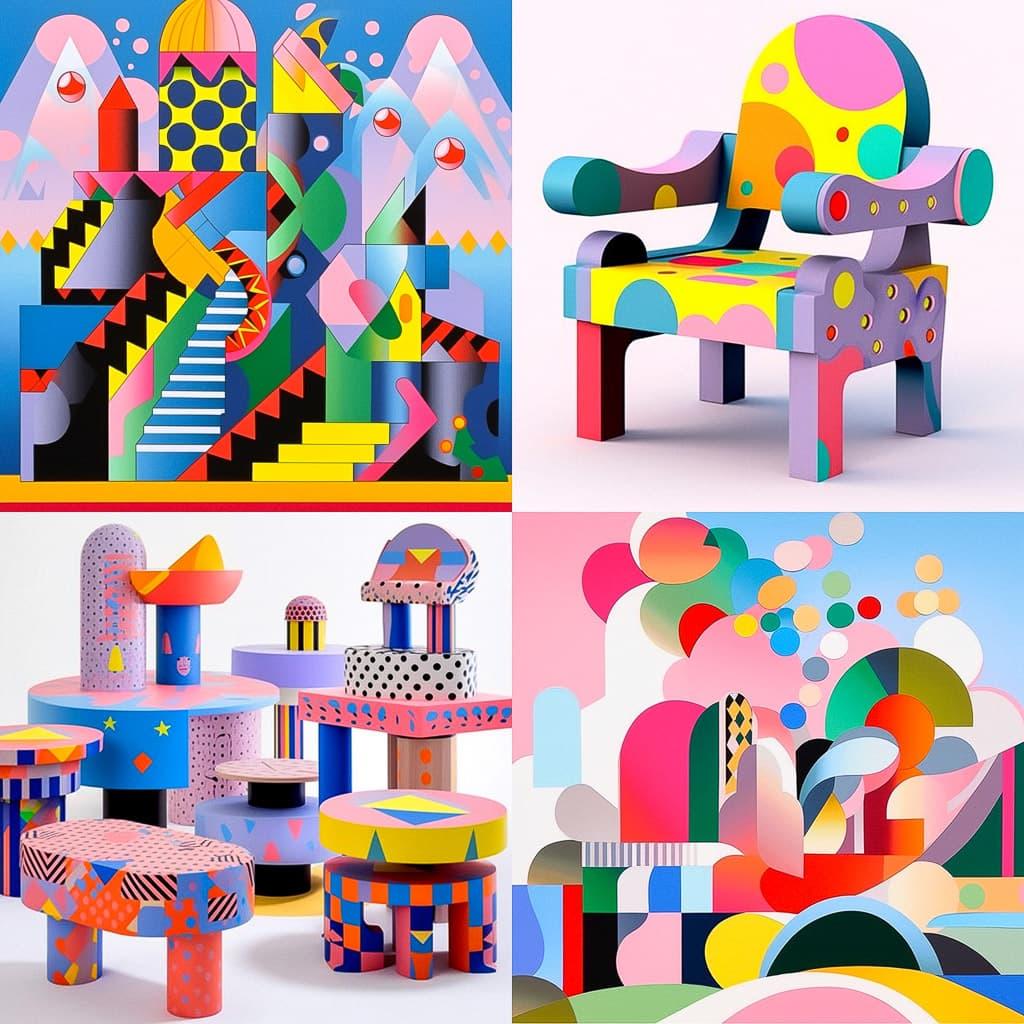Alessandro Mendini style, Midjourney Niji 5, render 1 of 4