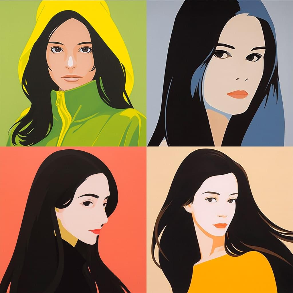 Alex Katz style, Midjourney Niji 5, render 1 of 4