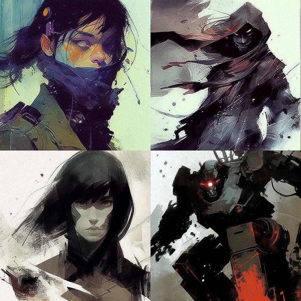 Alex Maleev style, Midjourney Niji 4, render 1 of 4