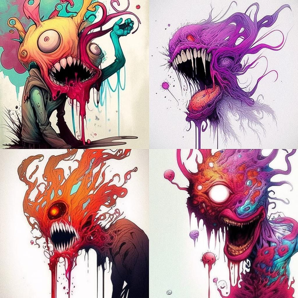 Alex Pardee style, Midjourney Niji 4, render 1 of 4